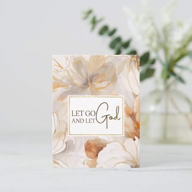 Let Go and Let God Christian Quote Flat Card (Standing Front)