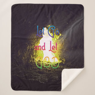 Let Go and Let God Inspiring Quote Sherpa Blanket