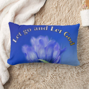 Let Go Let God Gentian Flower Inspirational Quote  Lumbar Cushion