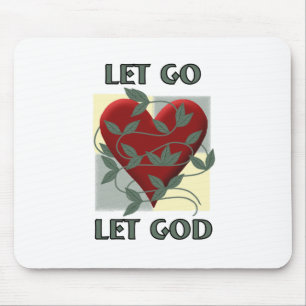 Let Go Let God Recovery Slogan Quote Red Heart Mouse Pad