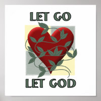 Let Go Let God Recovery Slogan Quote Red Heart