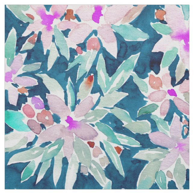 LET GO Tropical Watercolor Floral Fabric (Swatch)