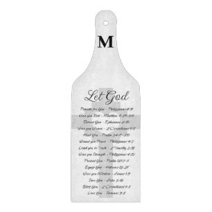 Let God scripture inspiration monogram Cutting Board