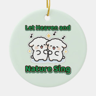 Let Heaven and Nature Sing Christmas Lambs Ceramic Tree Decoration