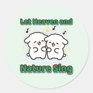 Let Heaven and Nature Sing Christmas Lambs Classic Round Sticker