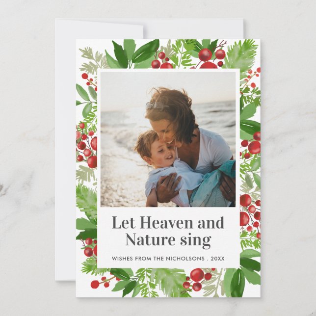 Let Heaven And Nature Sing | Holiday Festive Photo Card (Front)