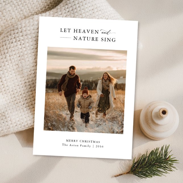 Let Heaven & Nature Sing Religious Christmas Photo Holiday Card (Creator Uploaded)