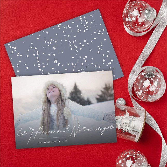 Let Heaven & Nature Sing Religious Christmas Photo Holiday Card (Creator Uploaded)