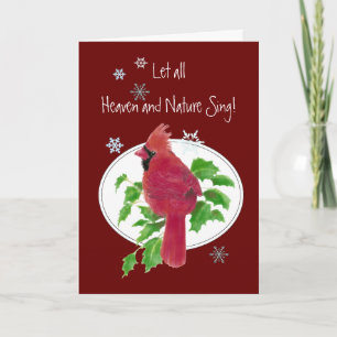 Let Heaven & Nature Sing Scripture Christmas Bird Holiday Card
