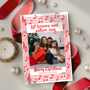 Let Heaven Sing Musical Border One Photo Christmas Holiday Card