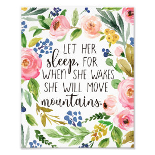Let Her Sleep Watercolor Floral Nursery Print