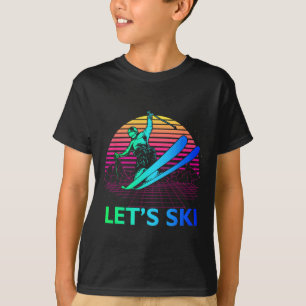 Let Is Ski Colourful Vintage 90s 80s Skiing Winter T-Shirt
