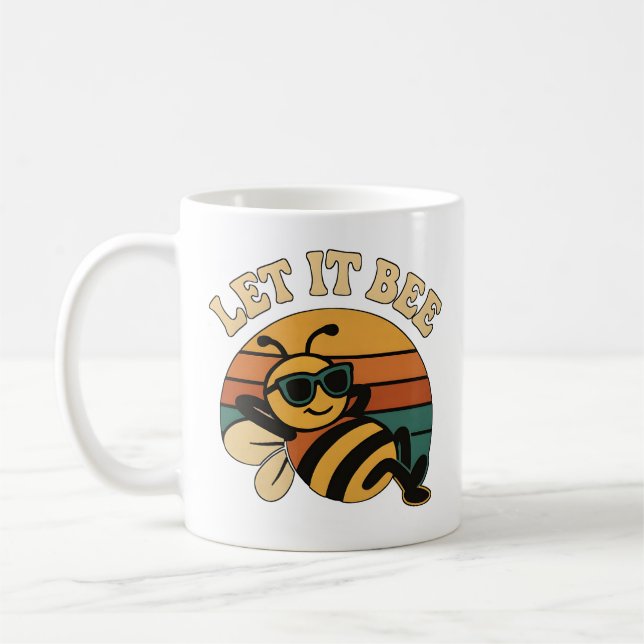 Let It Bee Retro Funny Bee Coffee Mug (Left)