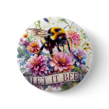 Let It Bee – Watercolor Bumblebee Spring Floral