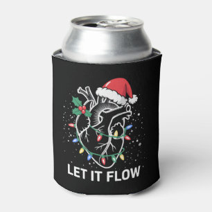 Let It Flow Anatomy Heart Cardiac Nurse Santa Hat Can Cooler