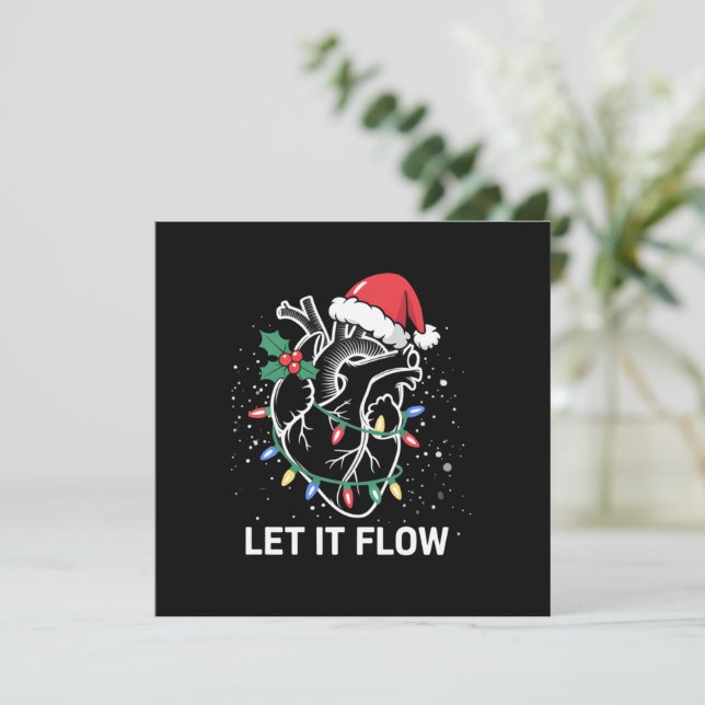 Let It Flow Anatomy Heart Cardiac Nurse Santa Hat Invitation (Standing Front)