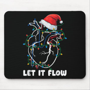 Let It Flow Anatomy Heart Cardiac Nurse Santa Hat  Mouse Pad