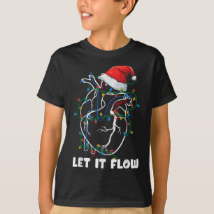 Let It Flow Anatomy Heart Cardiac Nurse Santa Hat T-Shirt
