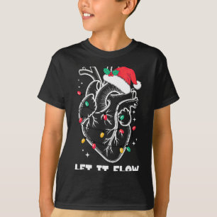 Let It Flow Anatomy Heart Santa Xmas T-Shirt