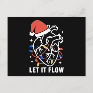 Let It Flow Christmas Anatomical Heart Lights Xmas Holiday Postcard