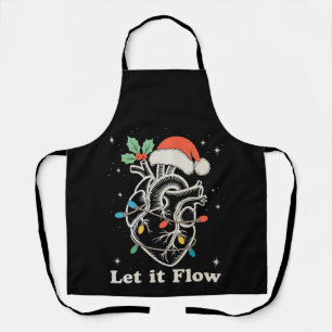 Let It Flow Heart Cardiac Nurse Christmas Xmas Apron