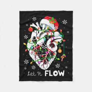 Let It Flowing Xmas Anatomy Santa Heart Part Cardi Fleece Blanket