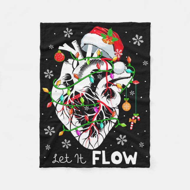 Let It Flowing Xmas Anatomy Santa Heart Part Cardi Fleece Blanket (Front)