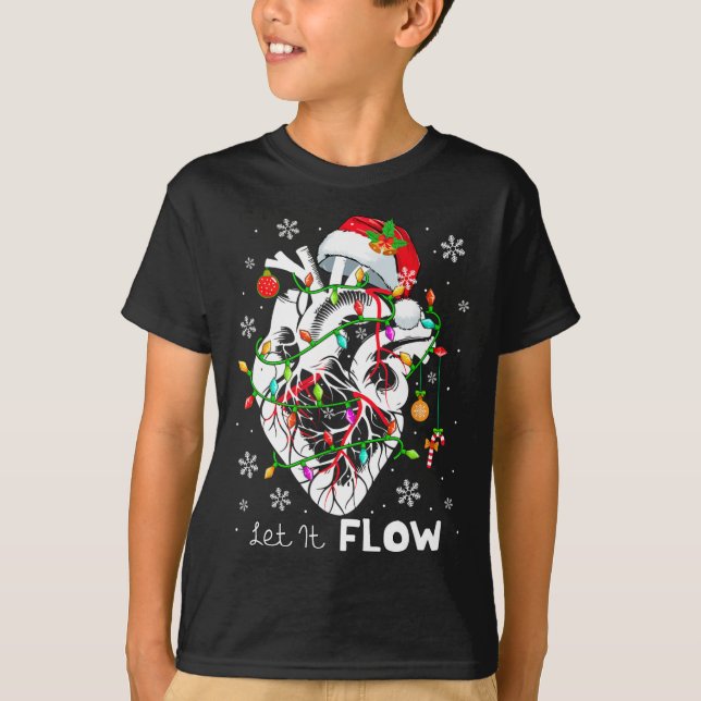 Let It Flowing Xmas Anatomy Santa Heart Part Cardi T-Shirt (Front)