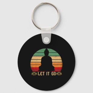 Let It Go Buddha Meditation Vintage Zen Buddhist  Key Ring