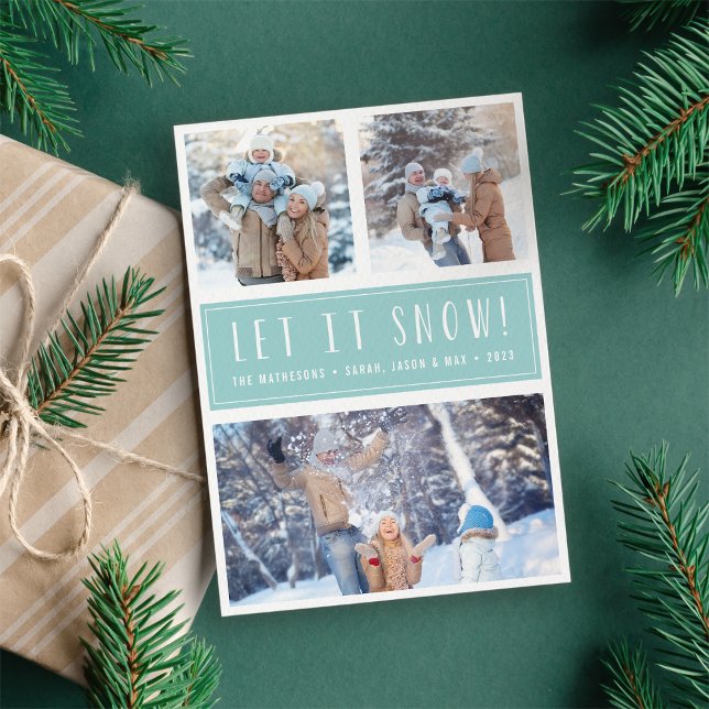 Let It Snow | 3 Photo Collage Holiday Card (Creator Uploaded)