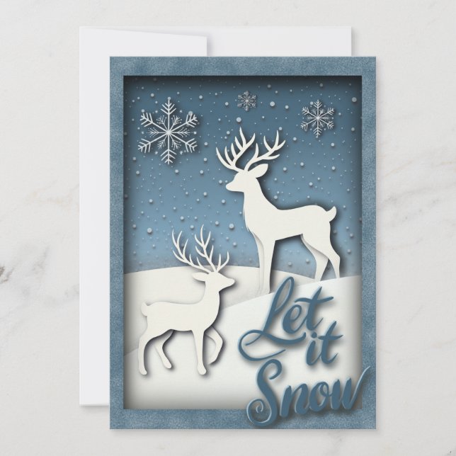 Let it Snow 3d Christmas Card - Reindeer (Front)