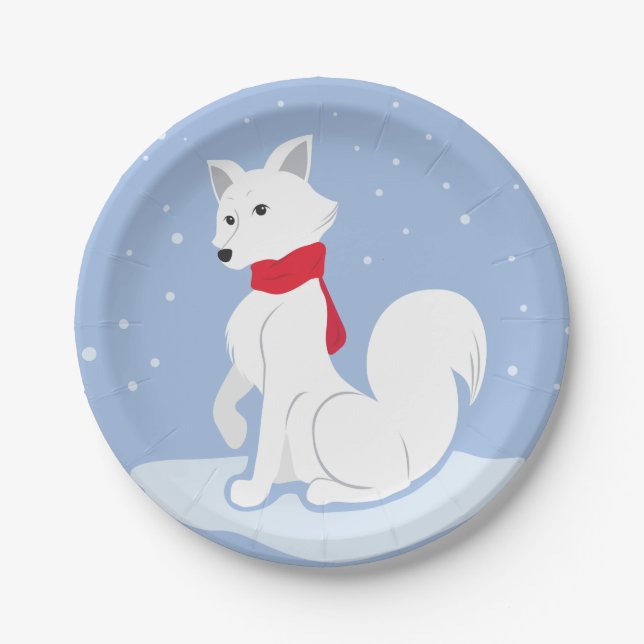 Let It Snow! (Arctic Fox) Paper Plate (Front)
