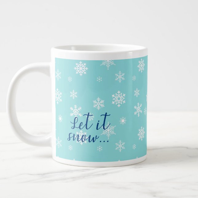 Let It Snow... Beautiful snowflake design Large Coffee Mug (Left)