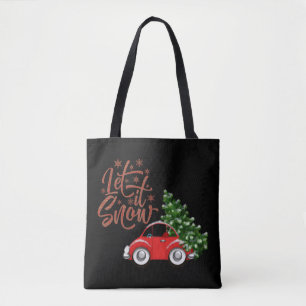 Let It Snow   Beetle Bug   Snow Pine Tree Tote Bag