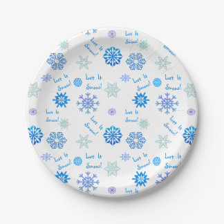 Let It Snow Blue Colour Choice Background Paper Plate