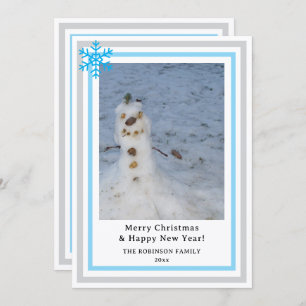Let It Snow Blue Gray Snowflakes INSERT PHOTO Holiday Card