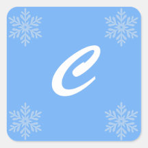Let it Snow Blue Monogram Sticker Seals