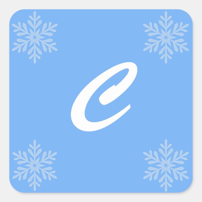 Let it Snow Blue Monogram Sticker Seals (Front)