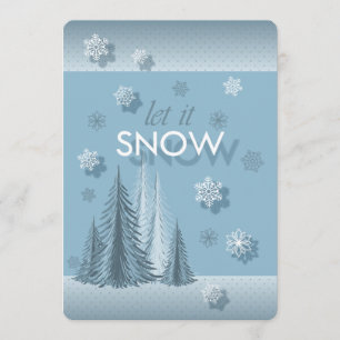 Let It Snow Blue Photo Invitation
