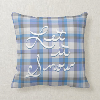 Let It Snow - blue plaid Cushion