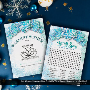 Let it Snow–Blue Printable Business Word Search Holiday Card