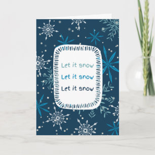 "Let it Snow" Blue Snowflake Holiday Card