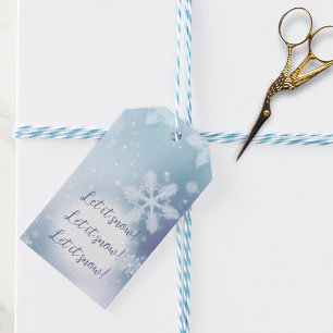 Let It Snow Blue Snowflake Holiday Gift Tags