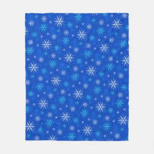 Let It Snow, Blue Snowflake Pattern Fleece Blanket