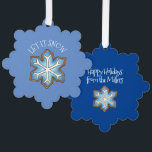 LET IT SNOW Blue Snowflake Sugar Cookie Winter Tree Decoration Card<br><div class="desc">Ornament card features an original marker illustration of a blue snowflake sugar cookie,  with LET IT SNOW in a fun blue font. Just personalise with your information.

Don't see what you're looking for? Need help with customisation? Contact Rebecca to have something created just for you.</div>