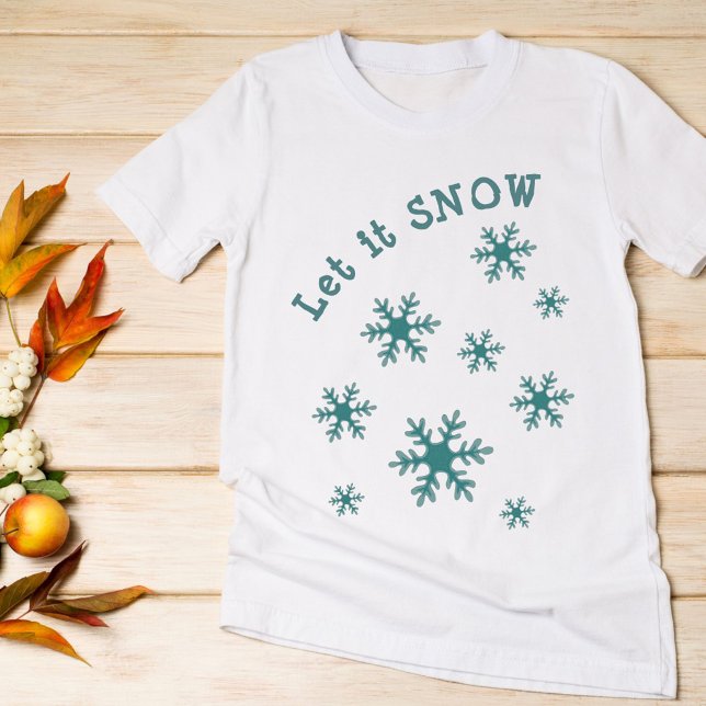 Let it snow Blue Winter Snowflake Pattern T-Shirt (Creator Uploaded)
