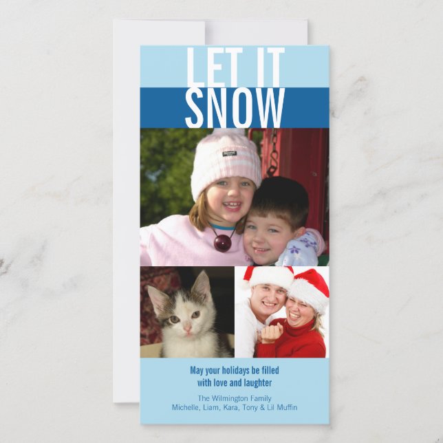 Let it snow bold navy blue Christmas greeting Holiday Card (Front)