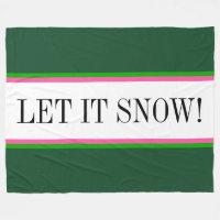 LET IT SNOW Bright White Alpine Green Stripes