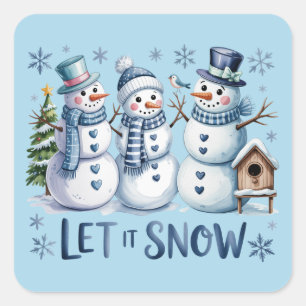 Let It Snow Buffalo Plaid Christmas Family Winter  Square Sticker