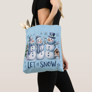 Let It Snow Buffalo Plaid Christmas Family Winter Tote Bag